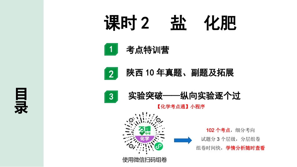 中考陕西化学配套课件_01.精品课件_01.配套教学课件_01.精讲本_02.第一部分  陕西中考考点研究_01.主题1  常见的酸碱盐_02.课时2  盐 化肥.pptx_第2页