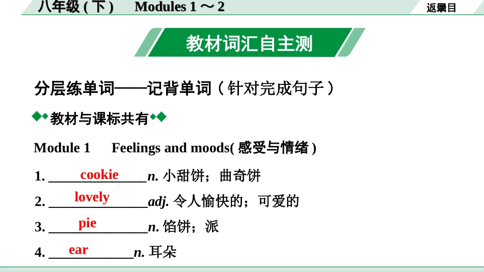 中考陕西英语配套课件WY_精品课件_2.教材词汇语境练_13. 八年级(下)   Modules 1~2.ppt_第3页