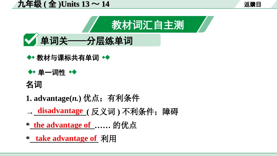 中考陕西英语配套课件_精品课件_2. 教材词汇语境练_23. 九年级(全)　Units 13～14.ppt_第3页