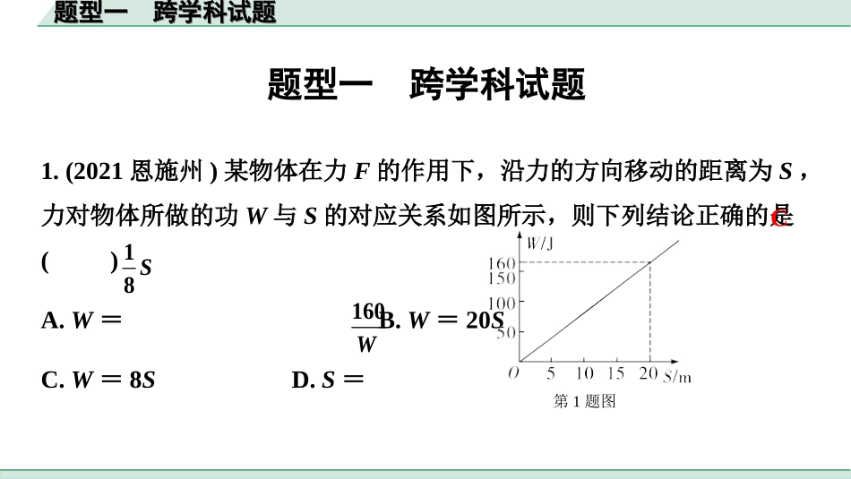 中考陕西数学配套课件_1.精讲本_4.第四部分  全国视野  创新题型推荐_1.题型一  跨学科试题.ppt_第1页