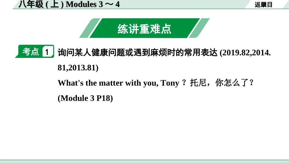 中考陕西英语配套课件WY_精品课件_1.精讲本_09. 第一部分 八年级(上) Modules 3～4.ppt_第2页