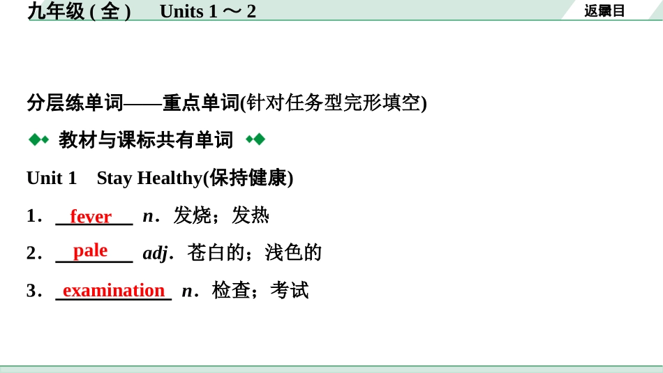 中考甘肃英语配套课件HBJY(1)_2. 教材词汇语境练_正面_13. 九年级(全) Units 1～2.ppt_第3页