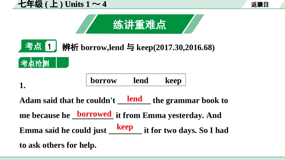 中考陕西英语配套课件HBJY_1. 精讲本_01. 第一部分 七年级(上) Units 1～4.ppt_第2页