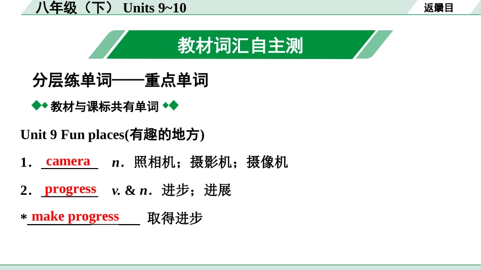 中考甘肃英语配套课件_2.教材词汇语境练＆课标词汇分类记_正面_16. 八年级（下）Units 9~10.ppt_第3页