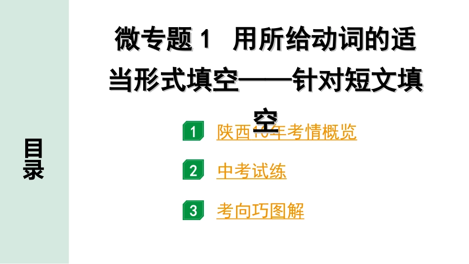 中考陕西英语配套课件_精品课件_1. 精讲本_30. 第二部分 专题一 微专题1 用所给动词的适当形式填空——针对短文填空.ppt_第2页