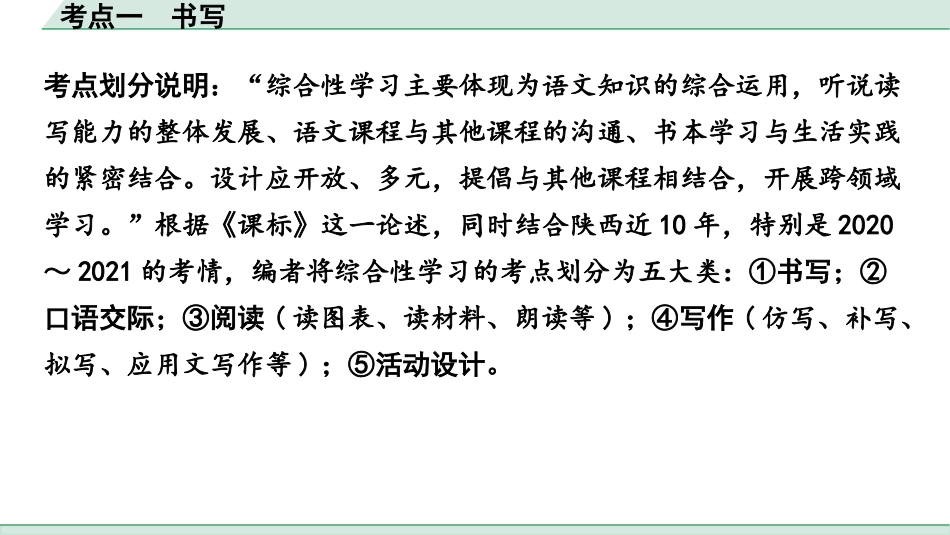 中考陕西语文配套课件_2.第二部分  综合性学习_专题六  综合性学习_考点突破及针对训练_考点一  书写.pptx_第2页