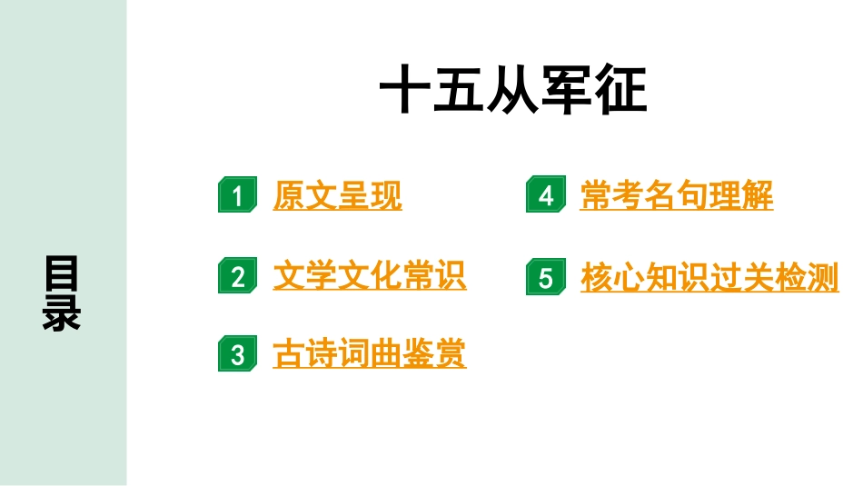 中考辽宁语文配套课件_精品课件_2.古诗文册_2.专题二  古诗词曲鉴赏_课标古诗词曲40首梳理及训练_5.十五从军征.pptx_第2页