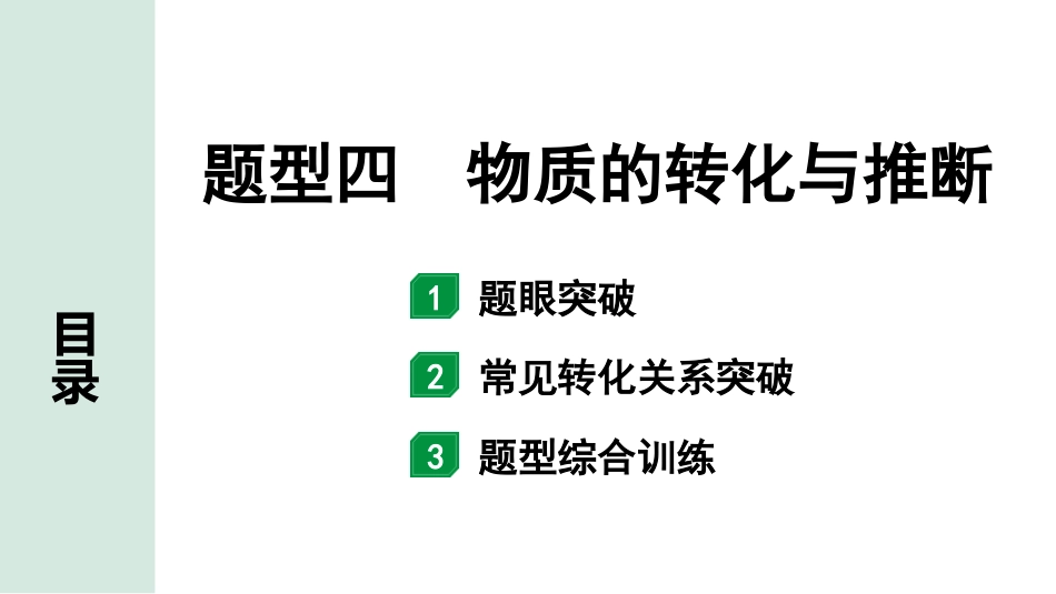 中考陕西化学配套课件_01.精品课件_01.配套教学课件_01.精讲本_03.第二部分  陕西中考题型研究_04.题型四  物质的转化与推断.pptx_第1页