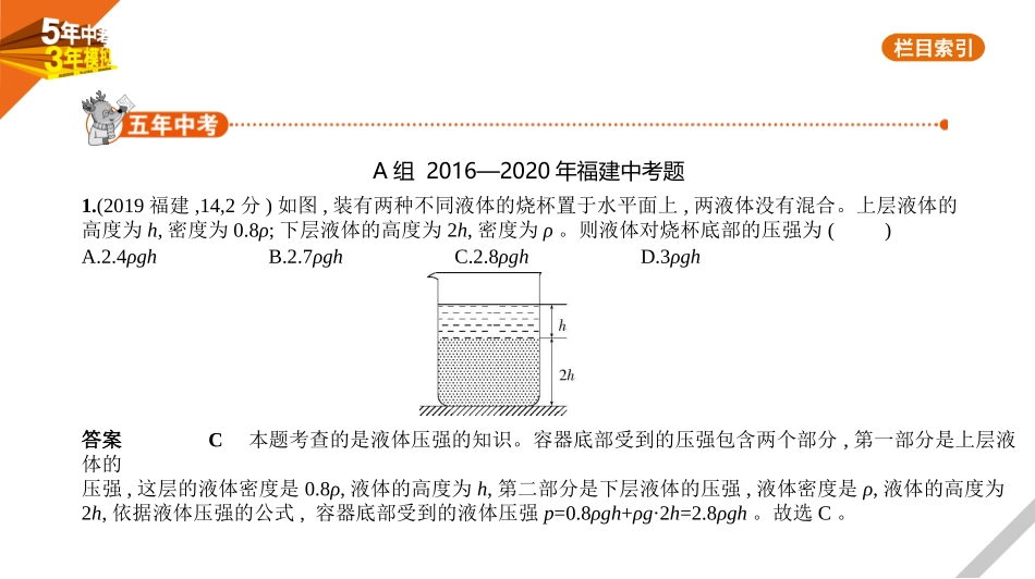 中考福建物理6_专题六　压强.pptx_第1页