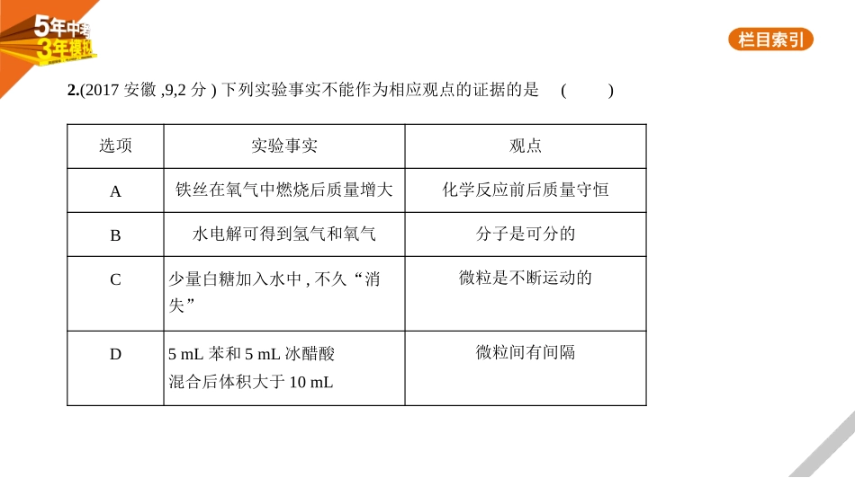 中考安徽化学02第二部分　物质构成的奥秘_07专题七　微粒构成物质.pptx_第3页