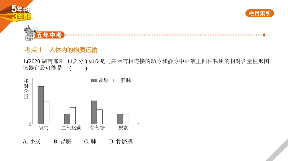 中考北京生物04主题四  专题2　人体内的物质运输及废物的排出.pptx_第2页