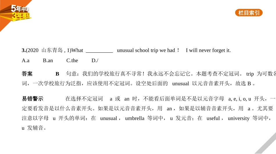 中考广东英语1_第一部分　基础知识运用_3_专题三　冠词.pptx_第3页