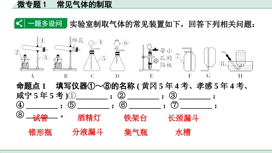 中考湖北化学02.第一部分   湖北中考考点研究_02.主题2  碳和碳的氧化物_02.微专题1  常见气体的制取.pptx_第3页