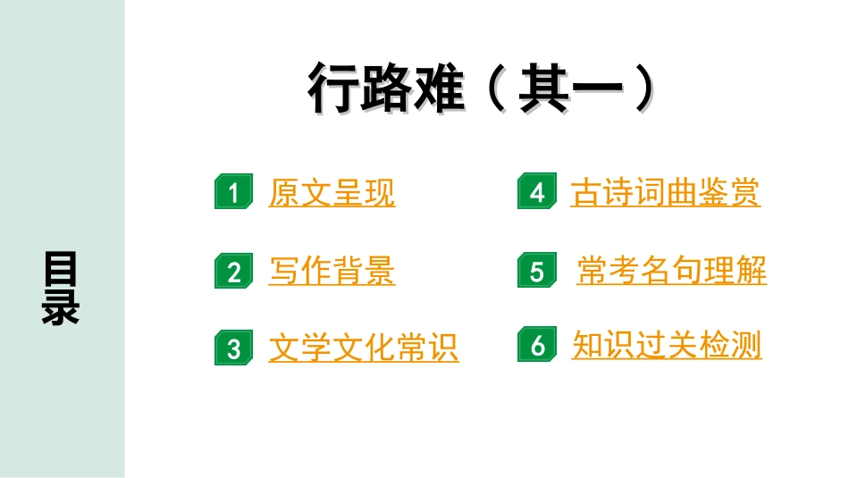 中考河南语文1.第一部分  古诗文阅读与默写_2.专题二  课标古诗词曲鉴赏_课标古诗词曲40首逐首梳理及训练_课标古诗词曲40首逐首训练_第10首  行路难(其一).ppt_第2页