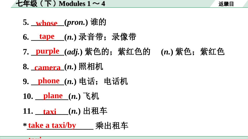 中考广东英语WY全书PPT_2.教材梳理_04. 第一部分 七年级(下) Modules 1～4.ppt_第3页