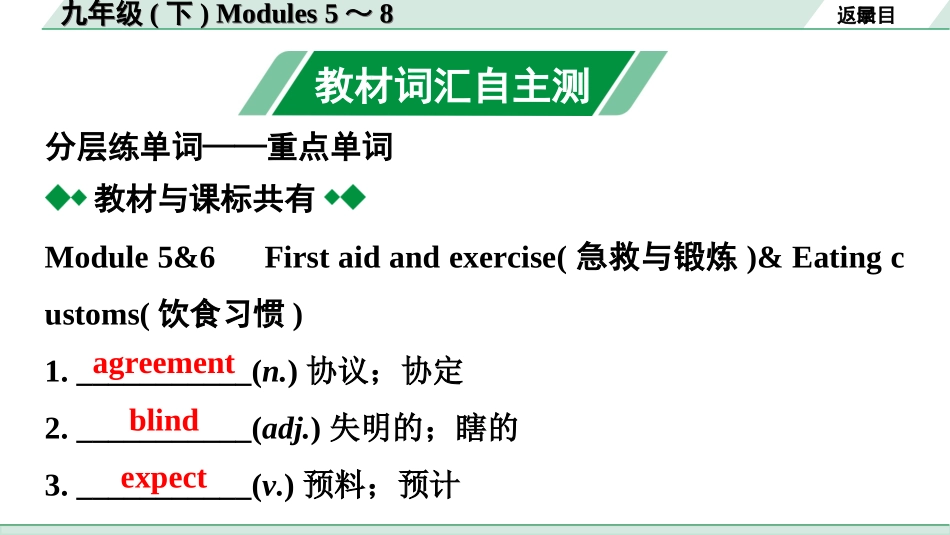 中考广东英语WY全书PPT_2.教材梳理_22. 第一部分 九年级(下) Modules 5～8.ppt_第2页