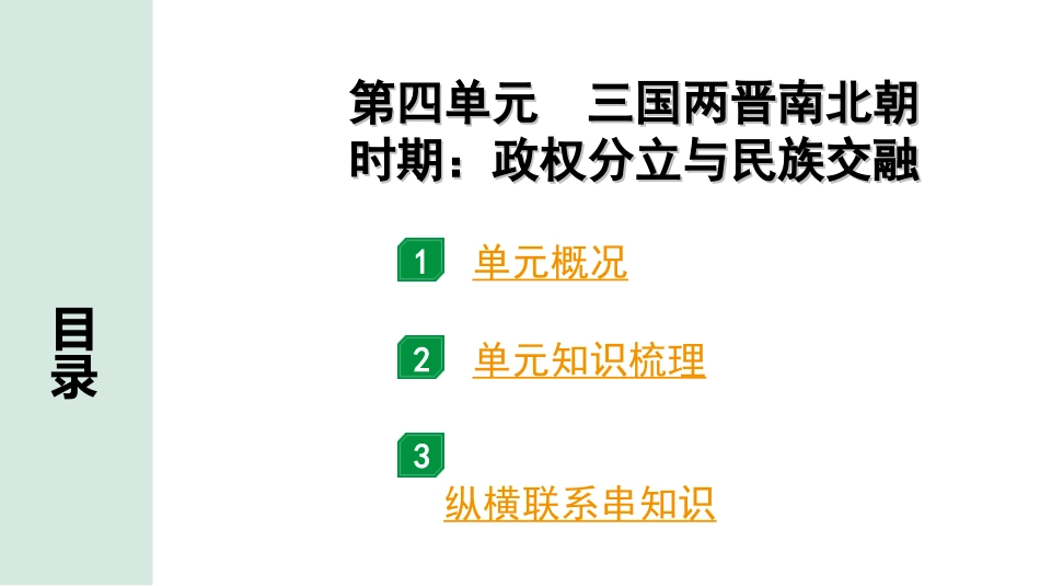 中考北京历史1.第一部分  北京中考考点研究_1.板块一  中国古代史_4.第四单元  三国两晋南北朝时期：政权分立与民族交融.ppt_第1页