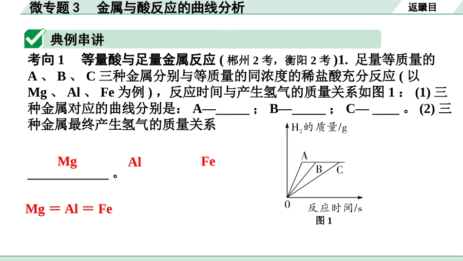 中考湖南化学02.第一部分　湖南中考命题点研究_08.第八单元　金属和金属材料_02.微专题3　金属与酸反应的曲线分析.pptx_第2页