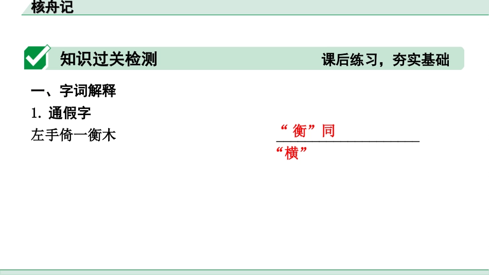 中考河北语文2.第二部分  古诗文阅读_专题二  文言文阅读_一阶  教材知识梳理及训练_第19篇  核舟记_核舟记（练）.ppt_第2页