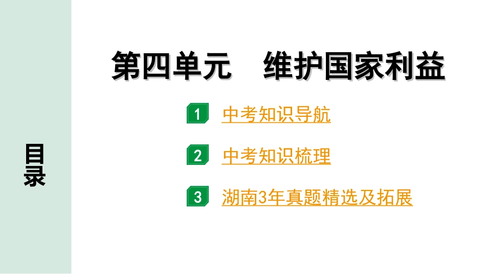 中考湖南道法1.第一部分    考点研究_3. 八年级（上册）_4. 第四单元　维护国家利益.ppt_第1页