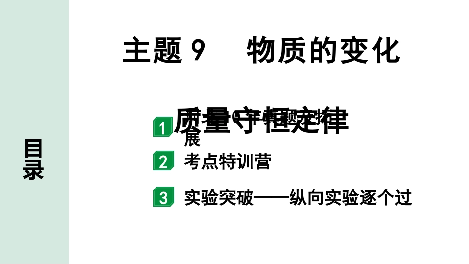 中考河北化学02.第一部分  河北中考考点研究_09.主题9  物质的变化  质量守恒定律_主题9　物质的变化　质量守恒定律.pptx_第1页