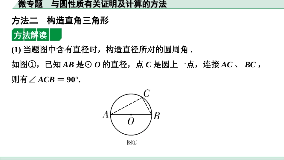 中考广西数学1.第一部分  广西中考考点研究_6.第六章  圆_2.微专题  与圆性质有关证明及计算的方法.ppt_第3页