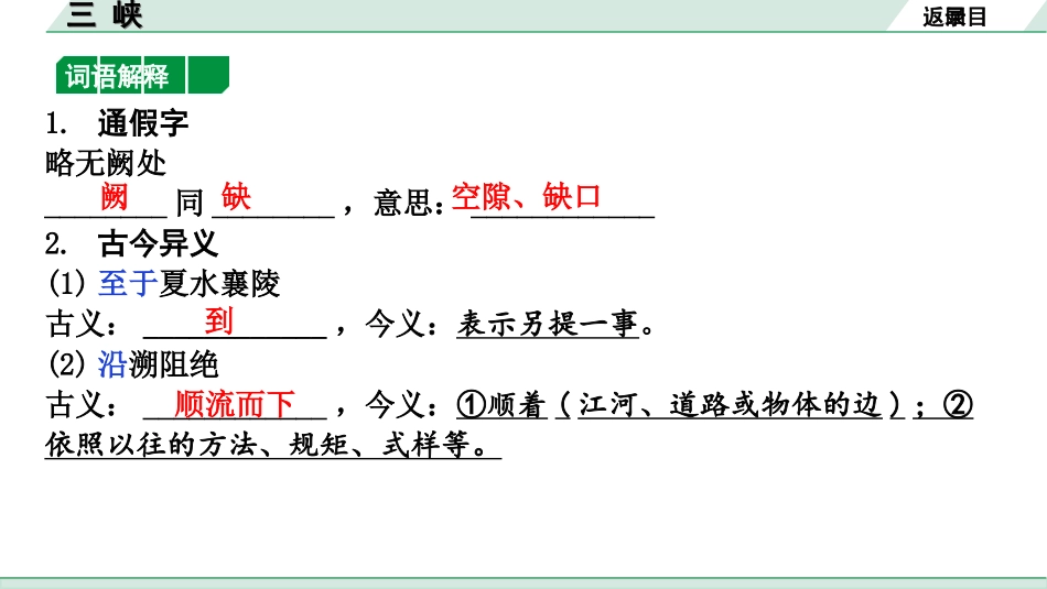 中考北京语文2.第二部分  古诗文阅读_2.专题三  文言文阅读_一轮  22篇文言文梳理及训练_第7篇　三峡_三峡（练）.ppt_第2页