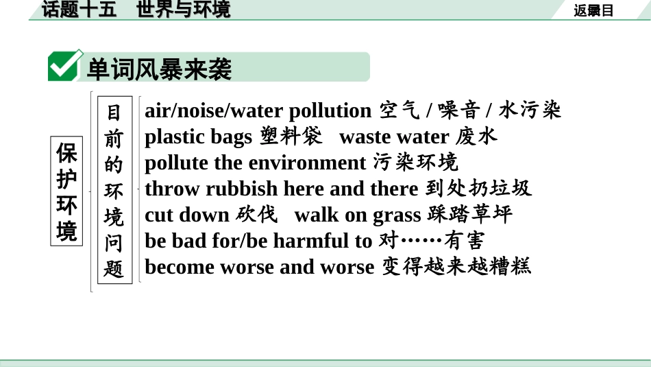 中考广东英语全书PPT_1.35. 第三部分 话题十五 世界与环境.ppt_第3页