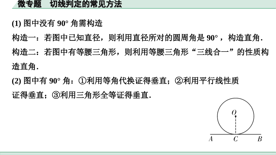 中考北部湾数学1.第一部分  北部湾经济区中考考点研究_6.第六章  圆_4.微专题  切线判定的常见方法.ppt_第2页