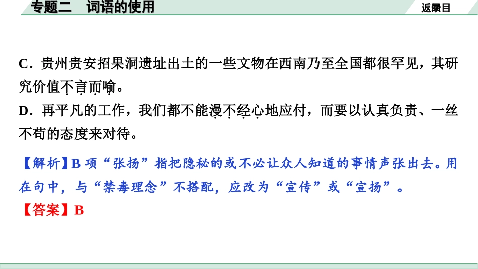 中考贵阳语文1.第一部分  基础积累_2.专题二　词语的使用_专题二　词语的使用.ppt_第3页