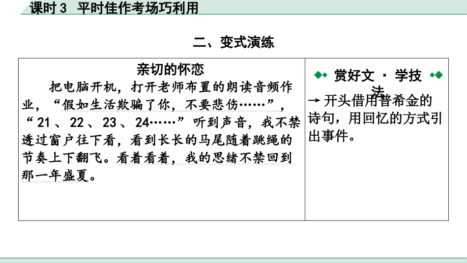 中考广西语文4.第四部分  写作_专题一 技巧篇_课时3 平时佳作考场巧利用.pptx_第2页