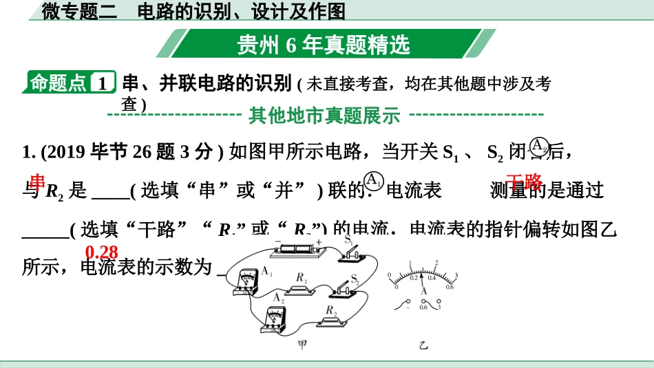 中考贵州物理01.第一部分　贵州中考考点研究_15.第十五章　电学微专题_02.微专题二  电路的识别、设计及作图.pptx_第2页