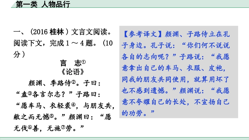 中考广西语文3.第三部分  古诗文阅读_专题一  文言文三阶攻关_三阶 课外文言文阅读_第一类  人物品行.pptx_第2页