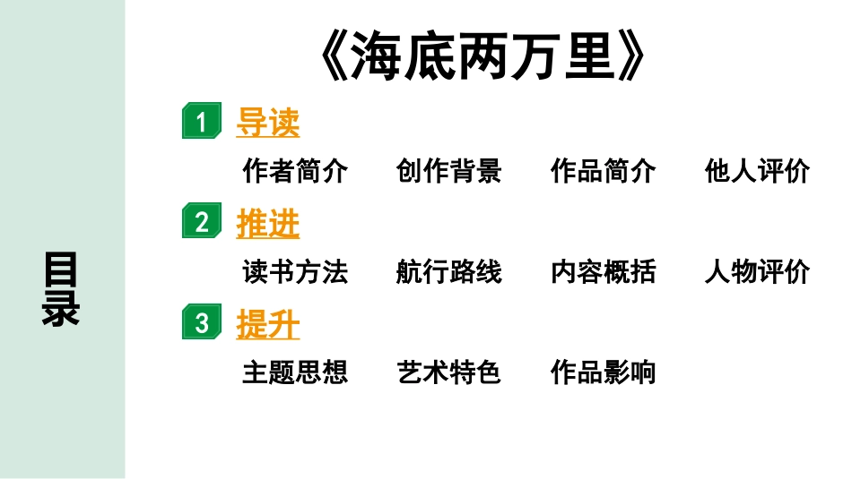 中考河北语文3.第三部分  现代文&名著阅读_5.专题五  名著阅读_2022 河北中考名著梳理及训练_其他篇目_9.《海底两万里》_九、《海底两万里》.pptx_第1页