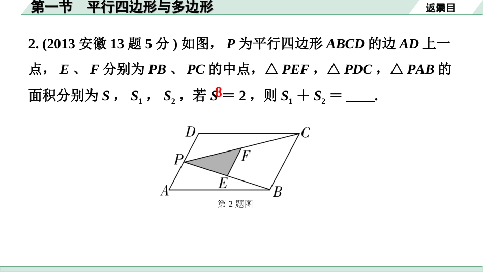 中考安徽数学1.第一部分  安徽中考考点研究_5.第五章  四边形_1.第一节  平行四边形与多边形.ppt_第3页