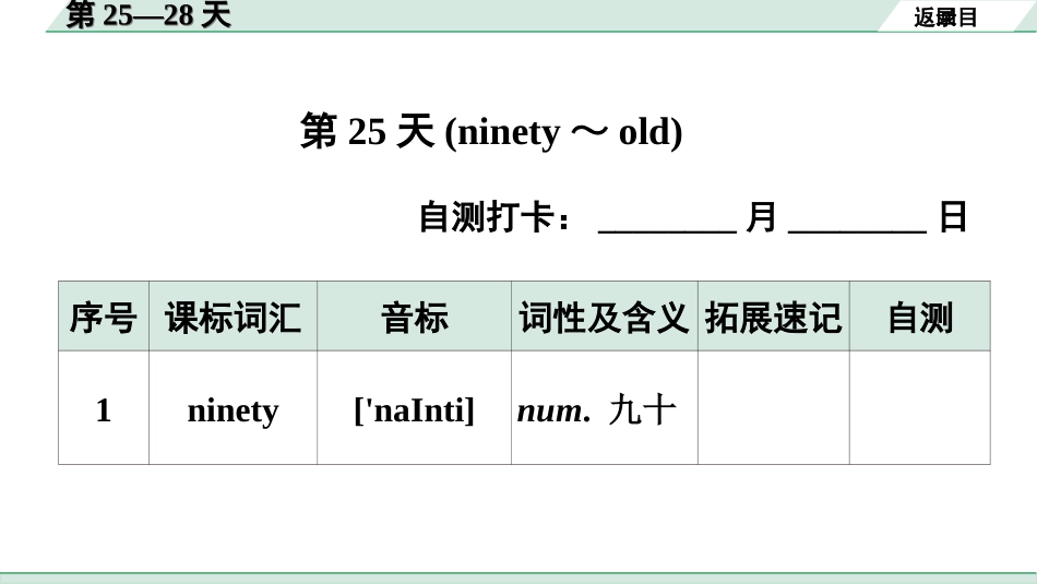 中考广东英语全书PPT_3.课标词汇速记_07. 课标词汇速记（第25-28天）.ppt_第2页