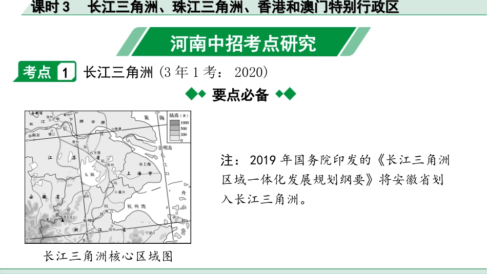 中考河南地理1.第一部分  河南中招考点研究_3.模块三  中国地理_10.第六章  认识区域  课时3  长江三角洲、珠江三角洲、香港和澳门特别行政区.ppt_第2页