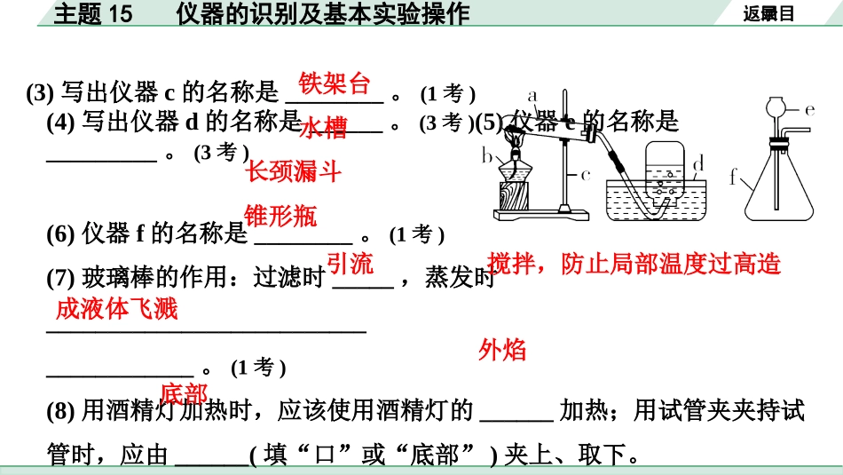 中考湖北化学02.第一部分   湖北中考考点研究_15.主题15  仪器的识别及基本实验操作_主题15  仪器的识别及基本实验操作.pptx_第3页