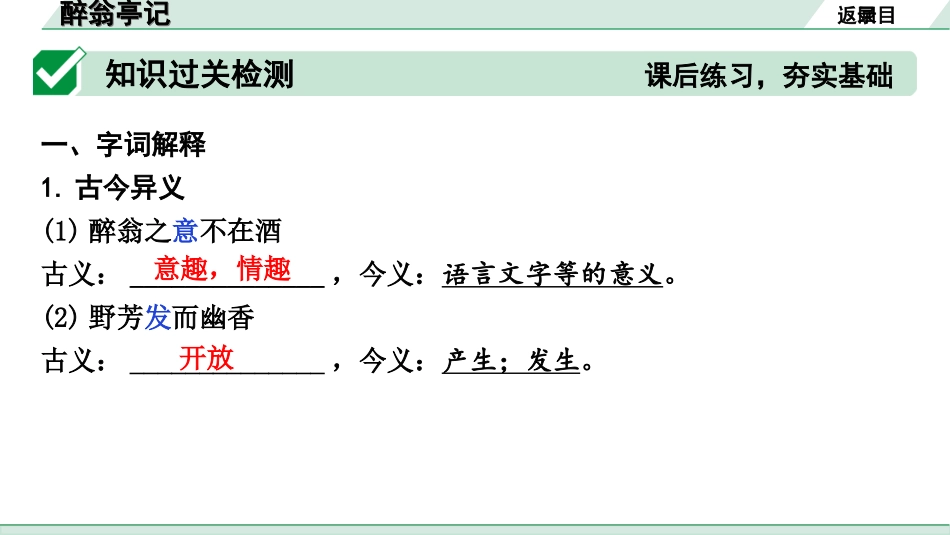 中考河北语文2.第二部分  古诗文阅读_专题二  文言文阅读_一阶  教材知识梳理及训练_第2篇  醉翁亭记_醉翁亭记（练）.ppt_第2页