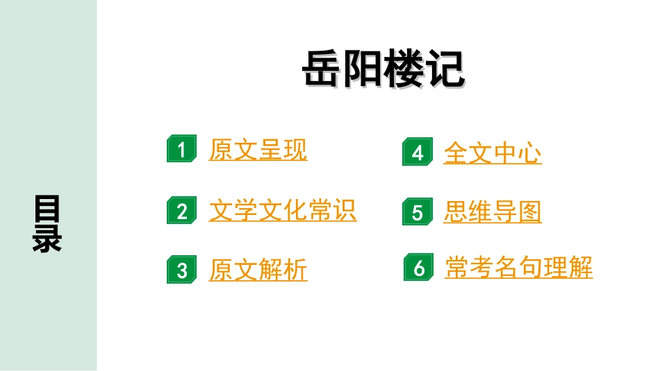 中考北京语文2.第二部分  古诗文阅读_2.专题三  文言文阅读_一轮  22篇文言文梳理及训练_第1篇  岳阳楼记_岳阳楼记“三行翻译法” （讲）.ppt_第2页