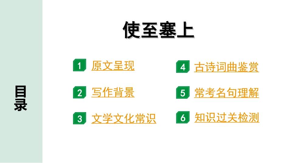 中考河南语文1.第一部分  古诗文阅读与默写_2.专题二  课标古诗词曲鉴赏_课标古诗词曲40首逐首梳理及训练_课标古诗词曲40首逐首训练_第20首  使至塞上.ppt_第2页