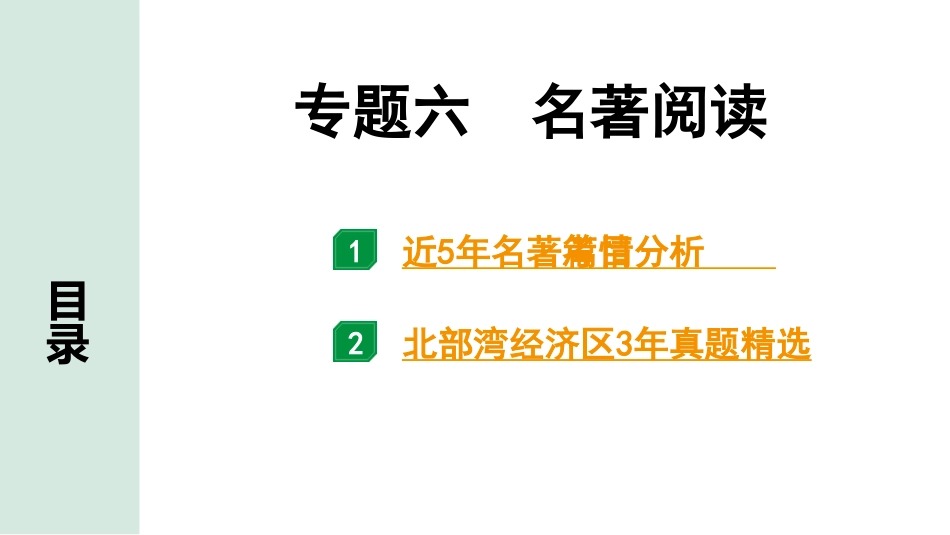 中考北部湾经济区语文1.第一部分  积累_6.专题六  名著阅读_专题六  名著阅读.pptx_第1页