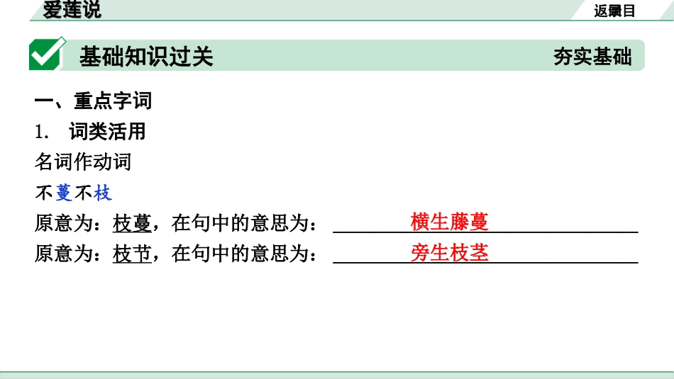 中考北部湾经济区语文2.第二部分  精读_一、古诗文阅读_3.专题三  文言文阅读_一阶  课内文言文知识梳理及训练_25  短文两篇_爱莲说_爱莲说（练）.ppt_第2页