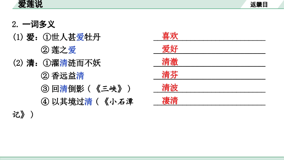 中考北部湾经济区语文2.第二部分  精读_一、古诗文阅读_3.专题三  文言文阅读_一阶  课内文言文知识梳理及训练_25  短文两篇_爱莲说_爱莲说（练）.ppt_第3页