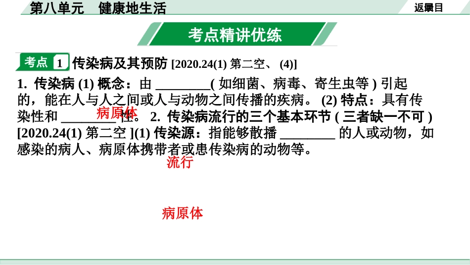 中考河南生物学01.第一部分  河南中招考点研究_08.第八单元　健康地生活_02.第八单元   健康地生活.pptx_第2页