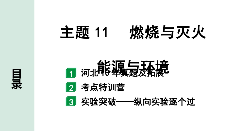 中考河北化学02.第一部分  河北中考考点研究_11.主题11  燃烧与灭火  能源与环境_主题11  燃烧与灭火  能源与环境.pptx_第2页