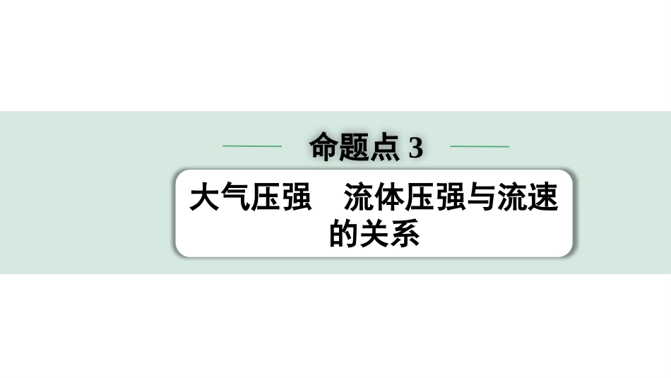 中考广东物理02.精练本_04.第四讲　压强_03.命题点3  大气压强  流体压强与流速的关系.pptx_第1页