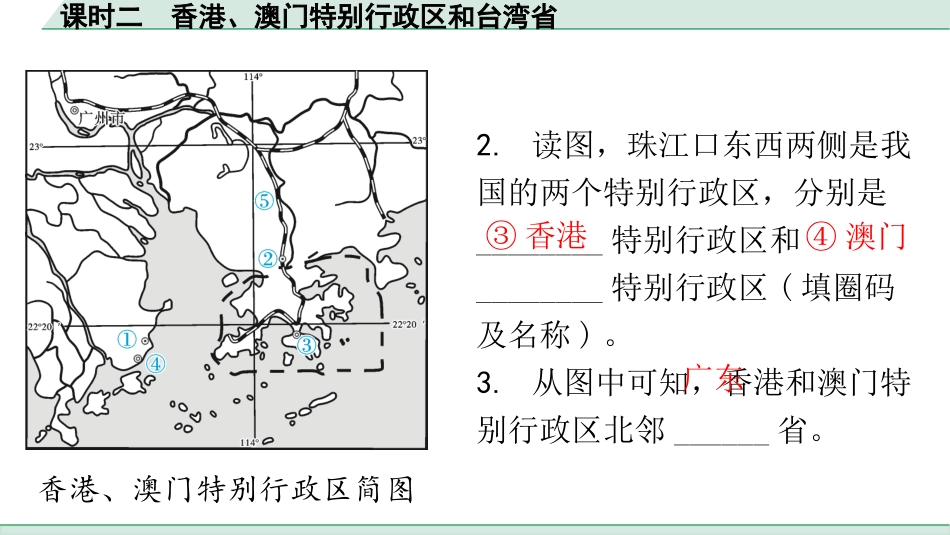 中考广东地理精讲本PPT_1. 第一部分　广东中考考点研究_4. 八年级下册_3. 第七章  南方地区_2. 课时二  香港、澳门特别行政区和台湾省.pptx_第2页