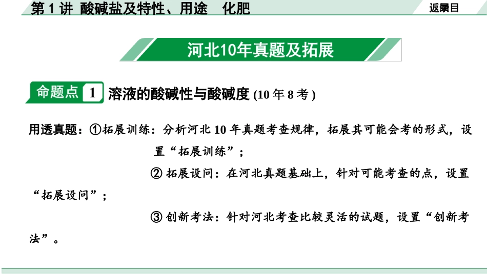 中考河北化学02.第一部分  河北中考考点研究_01.主题1  酸碱盐_01.第1讲  酸碱盐及特性、用途  化肥.pptx_第2页