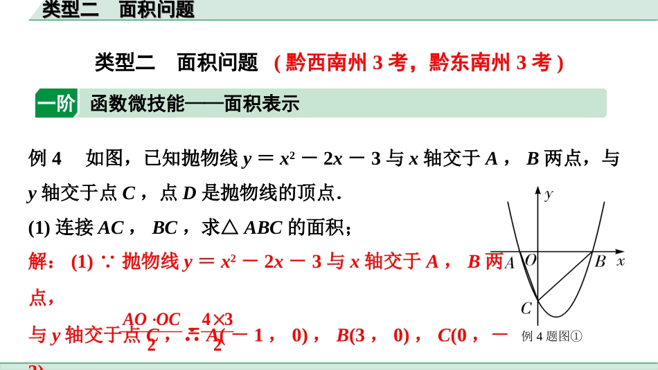 中考贵州数学2.第二部分  贵州中考题型研究_6.题型十  二次函数与几何综合题_2.类型二  面积问题.ppt_第1页